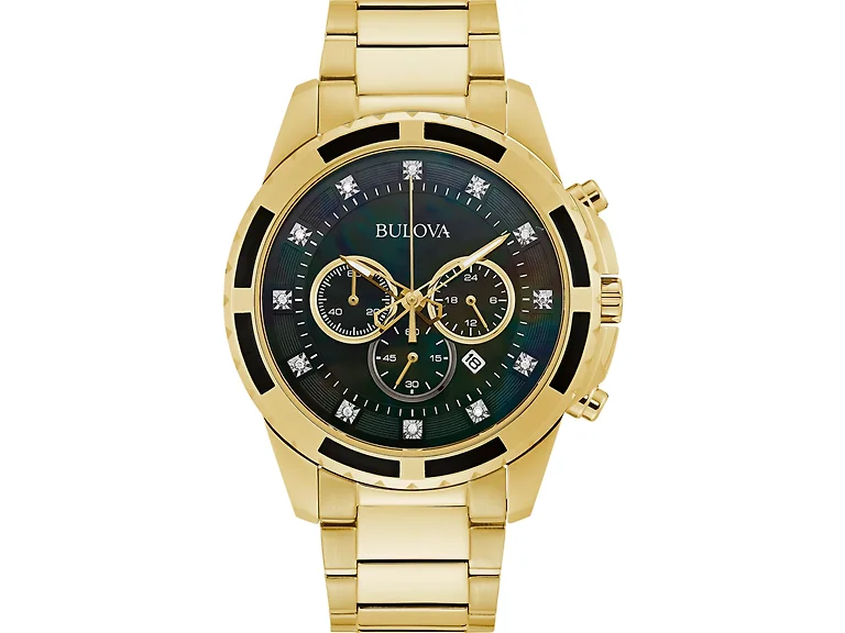Bulova Men's Chronograph Diamond Gold Watch 44mm