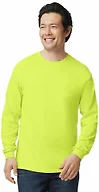 Gildan Adult Ultra Cotton Long Sleeve T-Shirt, Style G2400, Multipack, Safety Green (72-Pack), Large