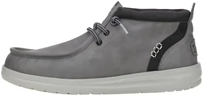 Hey Dude Mens Shoes, Wally Mid Grip R Classic, Grey/Black, 46