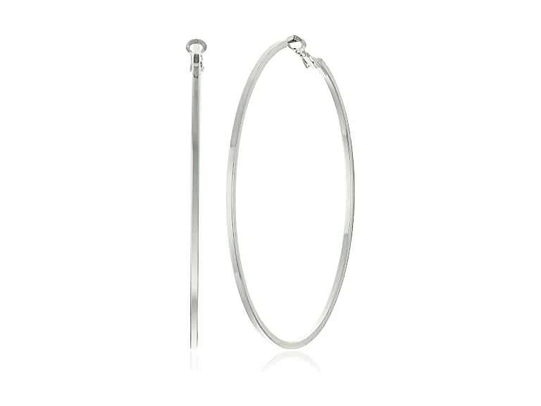 GUESS Silver Women's Square Edge Hoop Earrings