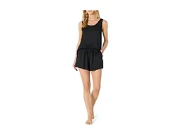 Amazon Essentials Women's Soft Satin Tank Top and Short Sleepwear Set, Black, Small