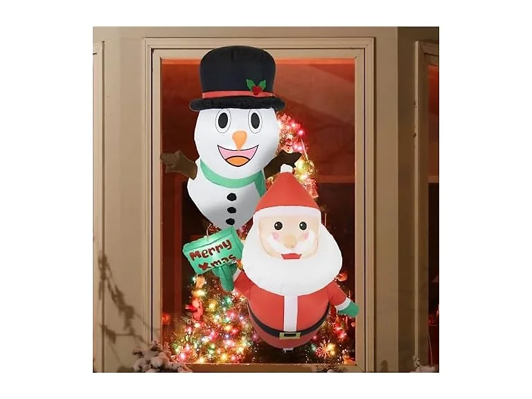 Santa and Frosty Duo Window Inflatable