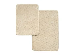 Dan River 5902 2 Pc Memory Foam Bath Mat Bricks - Beige