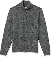 Amazon Essentials Men's Long-Sleeve Soft Touch Rib Quarter-Zip Sweater, Charcoal Marl, Medium