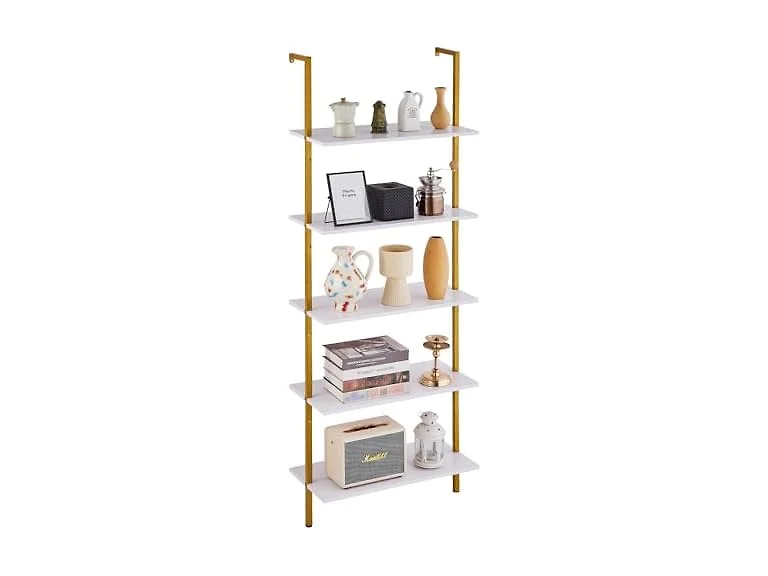 Ladder Shelf, 5-Tier Bookshelf 24x11.8in White