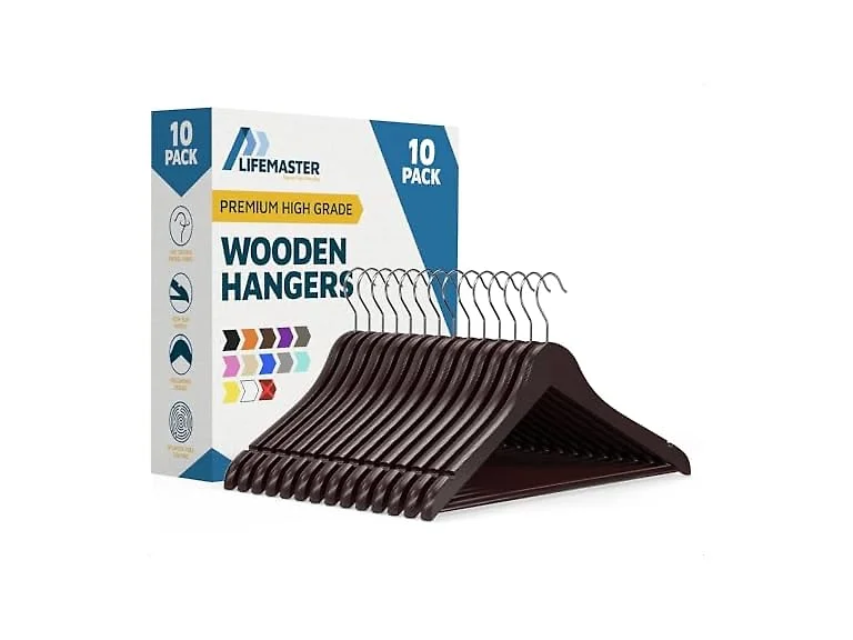 Lifemaster Wooden Clothes Hangers 10 PK Cherry