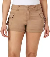 WallFlower Women's Luscious Curvy Twill Cargo Shorts 3" Mid-Rise Insta Stretch Juniors, Pampas, 9