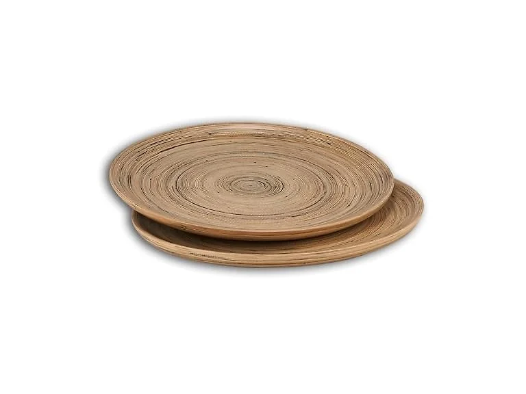 LEXA 12" Bamboo Round Serving Tray Set