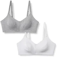 Amazon Essentials Women's Cotton blend Jersey Support Nursing Bra, Pack of 2, Grey Heather/White, 34D