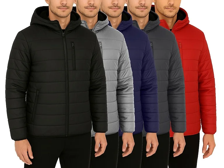 Mens Sherpa-Lined Hooded Puffer Jacket