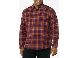 Amazon Essentials Men's Regular Fit Long-Sleeve Flannel Shirt, Soft Brushed Cotton, Lightweight yet Warm, Plum Plaid, Small