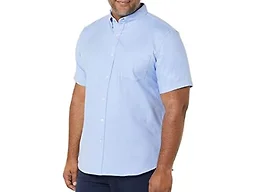 Amazon Essentials Men's Slim-Fit Short Sleeve Stretch Oxford Shirt with Pocket, Powder Blue, Medium