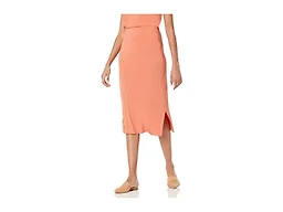 Amazon Essentials Women's Pull-On Knit Midi Skirt with Elastic Waist, Stretchy (Available in Plus Size), Rust Orange, Large
