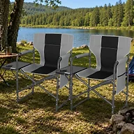 Suptinwear Heavy Duty Director Camping Chair - Black & Gray/2 Pack