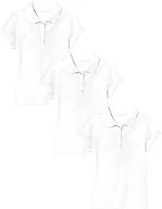 3PK Girls S S Stretch Pique Polo Shirt