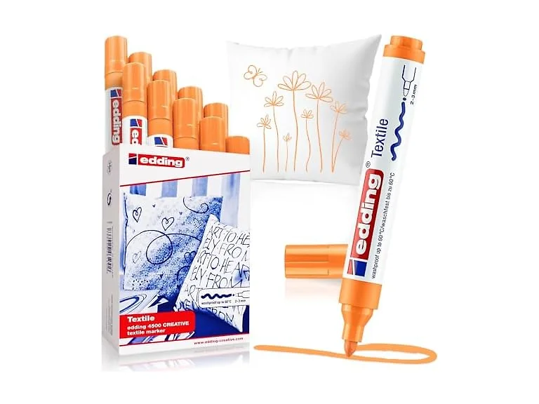 edding 4500 Textile Marker - Neon Orange, Box of 10