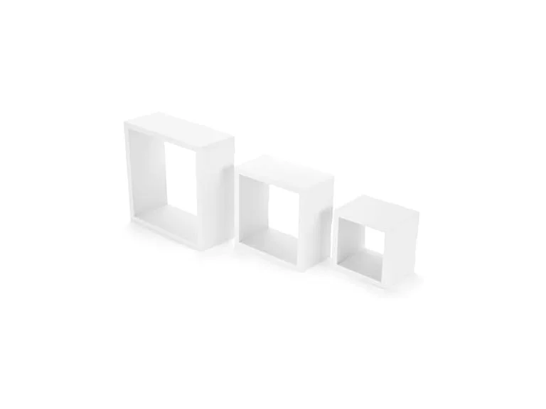 MELANNCO Floating Square Cube Shelves, Set of 3, White