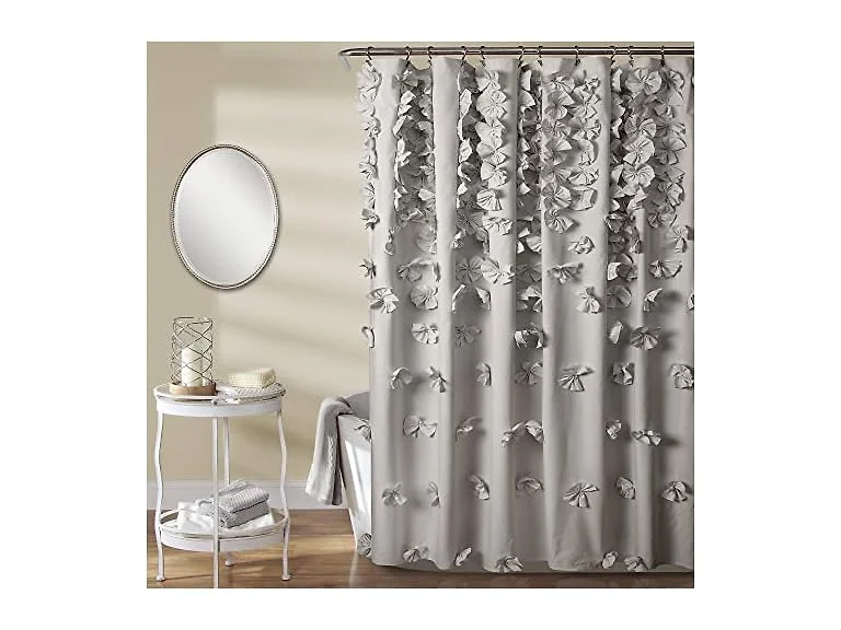 Lush Decor Riley Shower Curtain, 72" W x 72" L, Light Gray