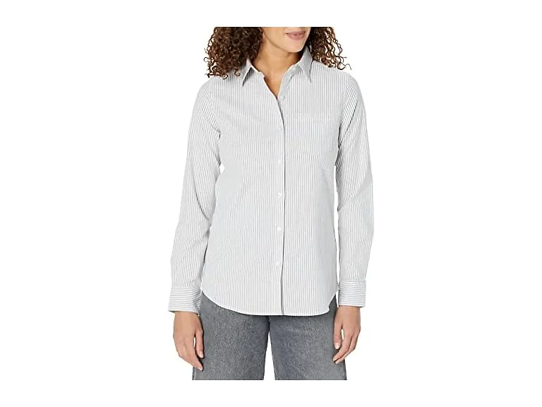 Amazon Essentials Women (6X) Shirt Grey Stripe