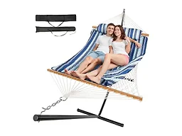 Everyfun 2 Person Outdoor Hammock with Stand, Blue