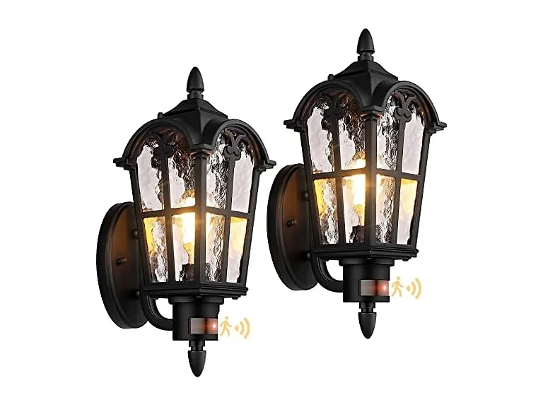 BesLowe Large Motion Sensor Outdoor Wall Light Black