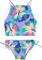 Kanu Surf Girls, Daisy UPF 50 Beach Sport Halter Tankini 2-piece Swimsuit, Kiana Purple, 3T