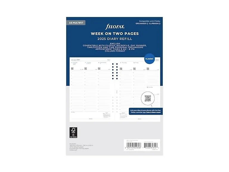 Filofax A5 Week on two pages English