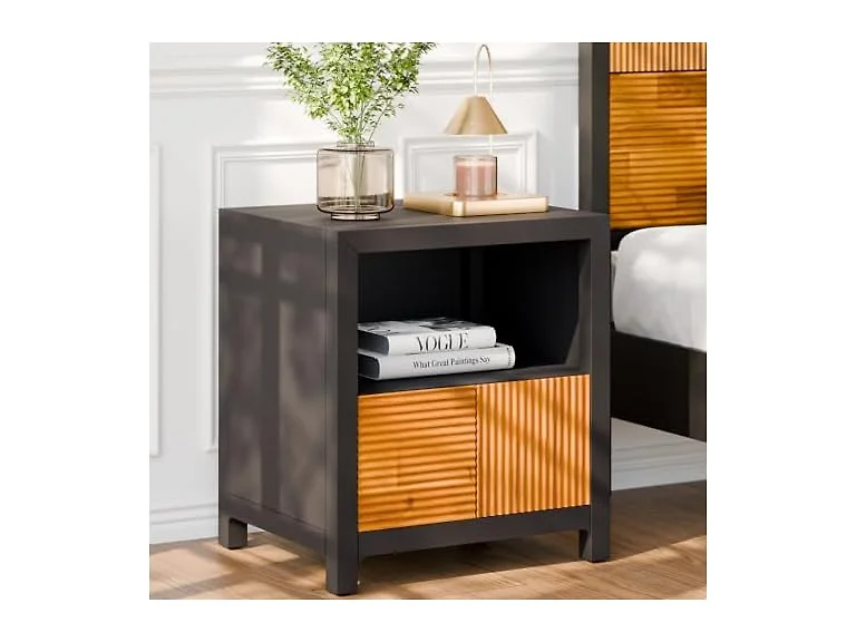 Bme Madia Wood Nightstand Black Teak