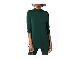 Amazon Essentials Women's Jersey Long-Sleeve Mock Neck Swing Tunic, Deep Green, Small
