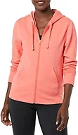Amazon Essentials Women's French Terry Fleece Full-zip Hoodie, Coral Pink, Large