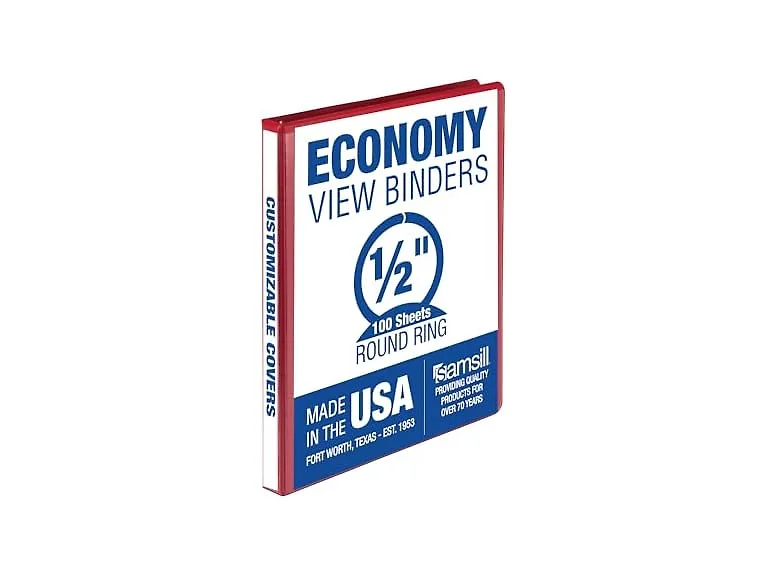 Samsill 0.5in 3-Ring Binder Made in USA