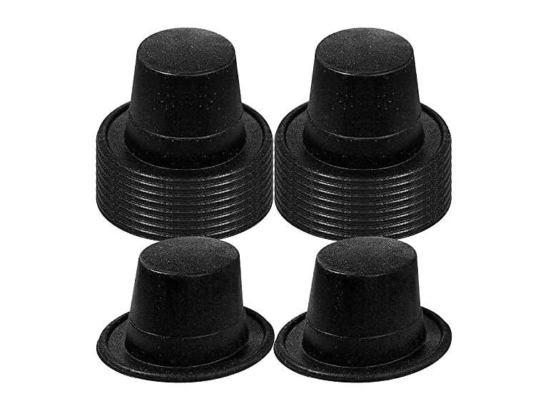 50 Pack Plastic Glitter Top Hats 