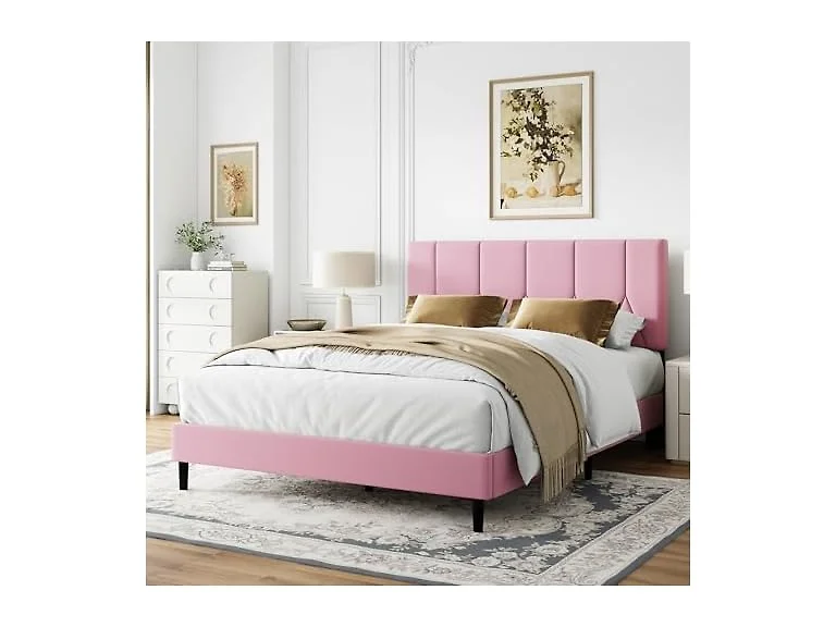 Velvet Platform Bed Frame, No Springs