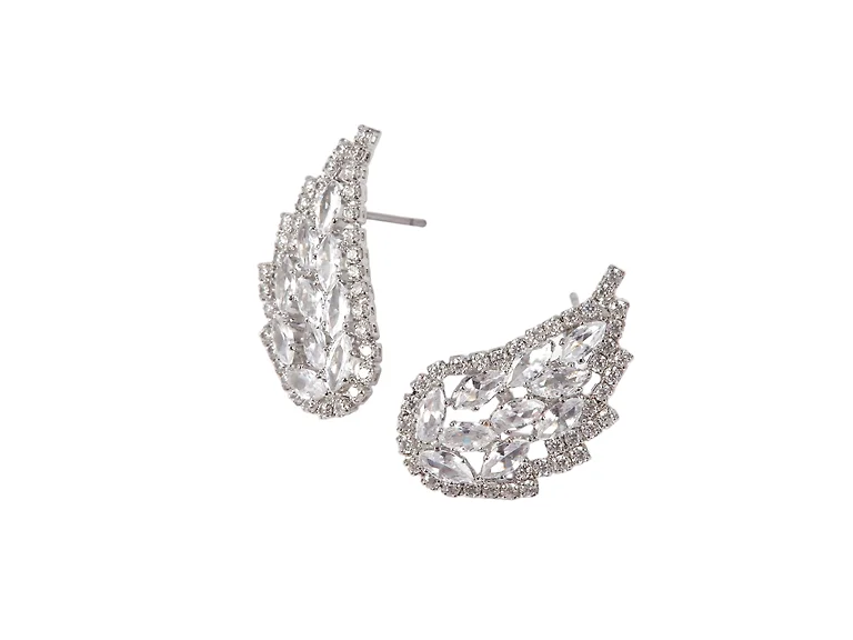 Silver Wing CZ Stud Earrings
