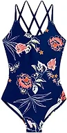 Kanu Surf Girls, Reese UPF 50 Beach Sport Criss-Cross One Piece Swimsuit, Reese Navy, 10