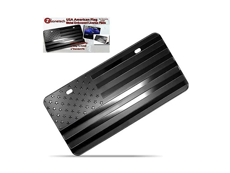 Embossed American Flag License Plate