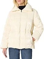Amazon Essentials Women's Oversized-Fit Square Quilted Puffer Jacket with Adjustable Waist, Zip Front, Side Pockets, Cream, XX-Large