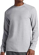 Gaiam Men’s Cozy & Cool Long Sleeve Crewneck Top, Standard Fit, Stretch Midweight Micro Waffle Jacquard Material, Sleet Heather, Small