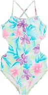 Kanu Surf Girls' Amelia Upf 50 Double Cut-out Banded One Piece Swimsuit, Amelia Pink/Blue, 16