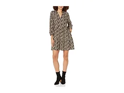 The Drop Women's @caralynmirand Ruffle-Neck Tiered Mini Dress, Black Floral Print, XXS