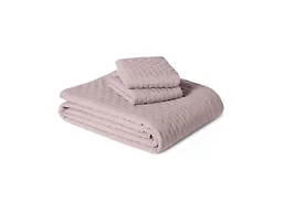 Amazon Basics Brushed Microfiber Quilt Set, Extra Soft with Natural Texture, 3-Piece, Queen/Full, Purple