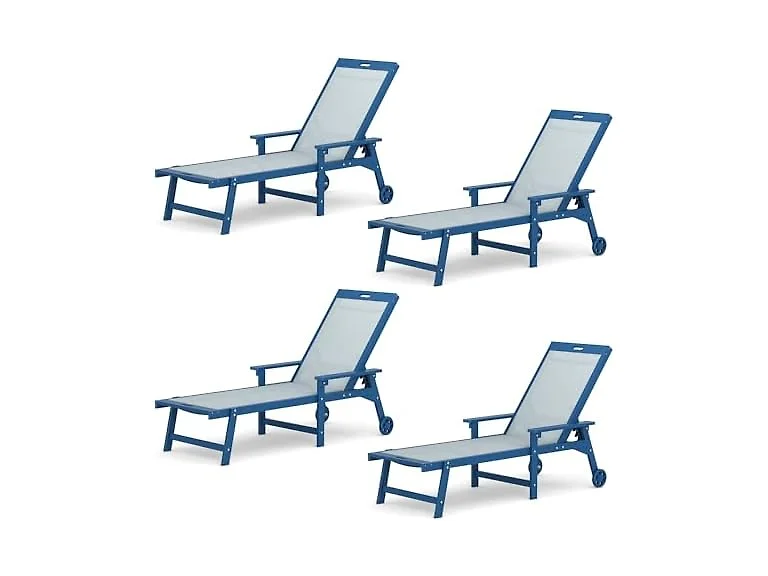 LUE BONA Set of 4 Dark Blue Lounge Chairs 