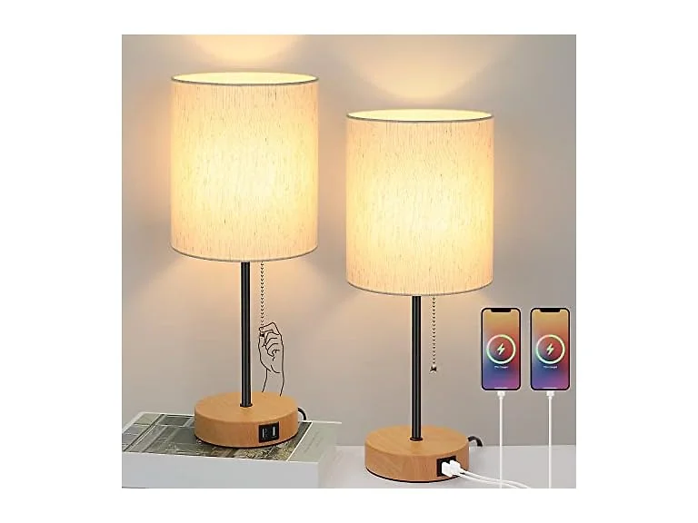 Bosceos Lamp w/USB Charging Ports 2Pk