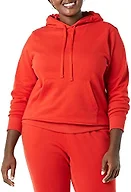 Amazon Essentials Women's Regular-Fit Brushed Back Fleece Pullover Hoodie (Available in Plus Size), Red, Medium