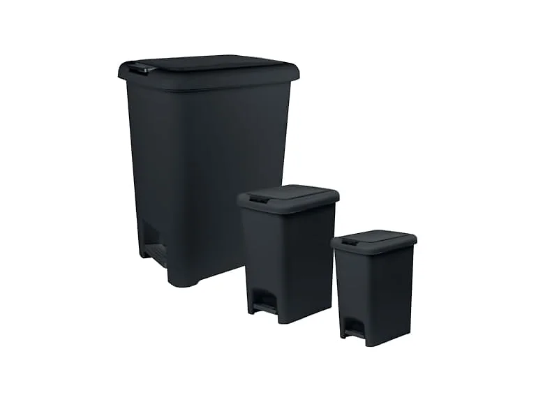 Superio Slim Trash Cans 3-Pack Black