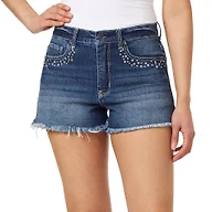 WallFlower Women's Fearless Curvy Denim Fashion Shorts High-Rise Insta Vintage Juniors, Bling Ezra, 9