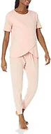 Amazon Essentials Women's Soft Cotton Modal Maternity and Nursing Pajamas, Short Sleeve Loungewear Sleepwear Set with Pants, Blush, X-Small