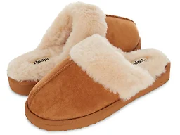 Floopi FLOOPI-407-CHT-6 6 Womens Vegan Leather EVA Scuff Slipper Chestnut