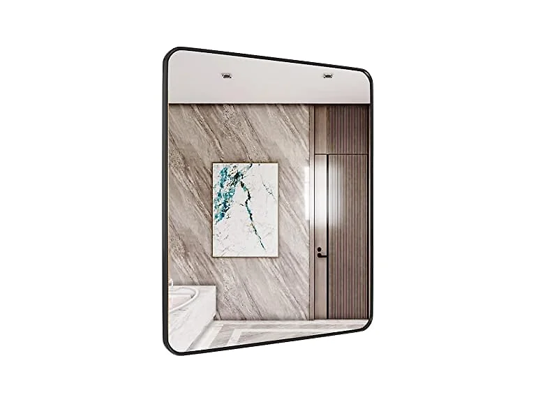 SNUGACE Black Metal Framed Mirror Rectangle