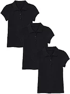 3PK Girls S S Stretch Pique Polo Shirt